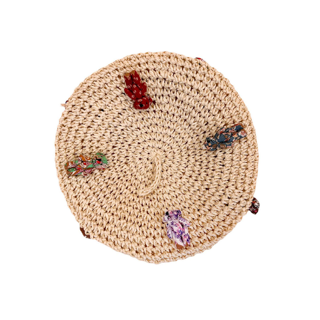Rasberry Plum Beige Bear Beret