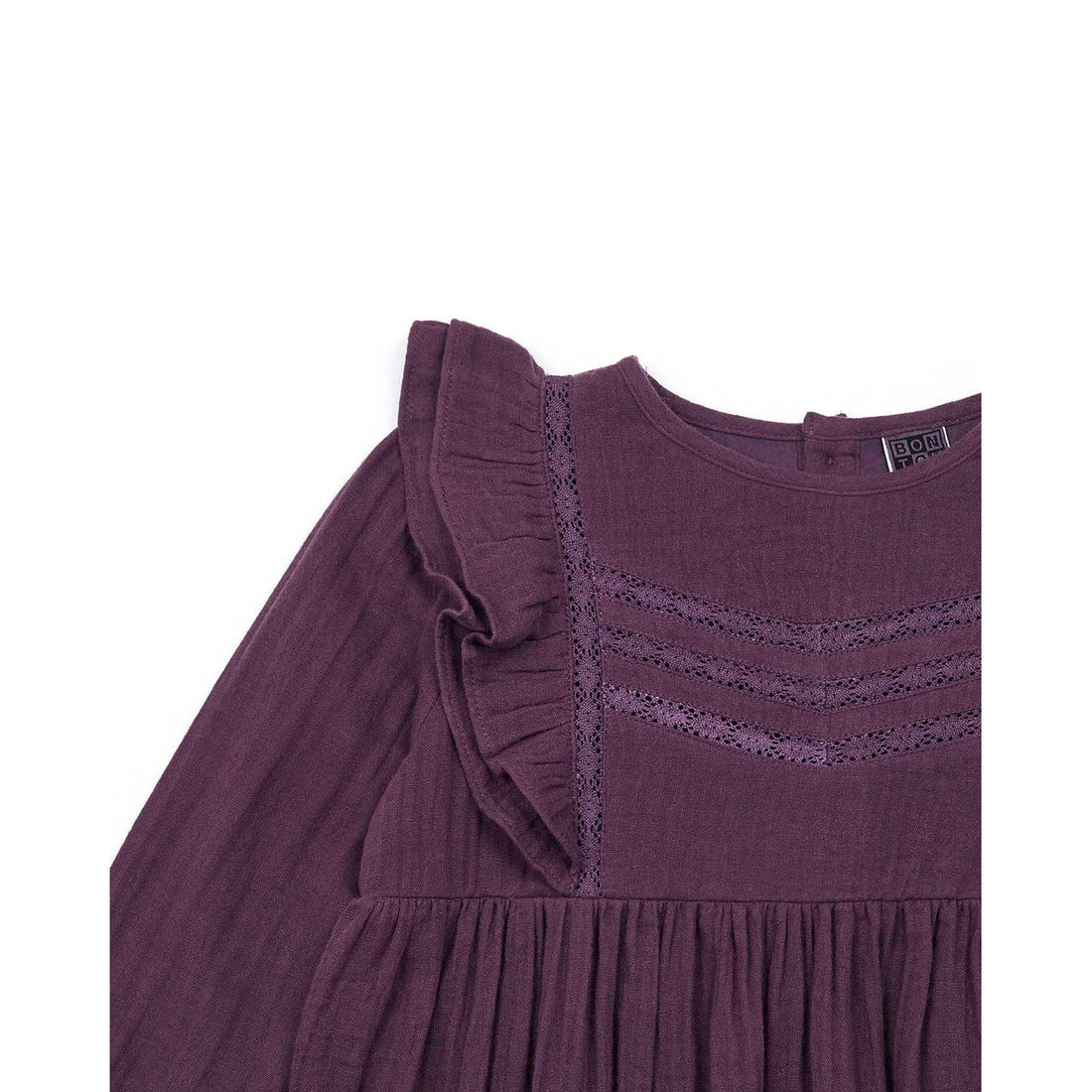 Bonton Bruyere Daya Heather Ruffled Yoke Dress