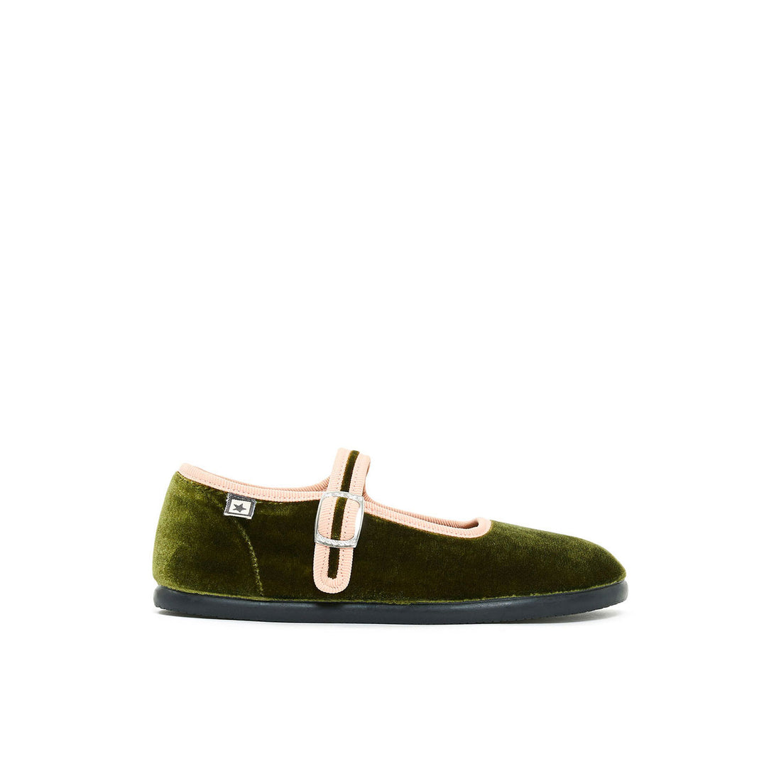 Bonton Khaki Popeye Velvet Trimmed Mary Janes
