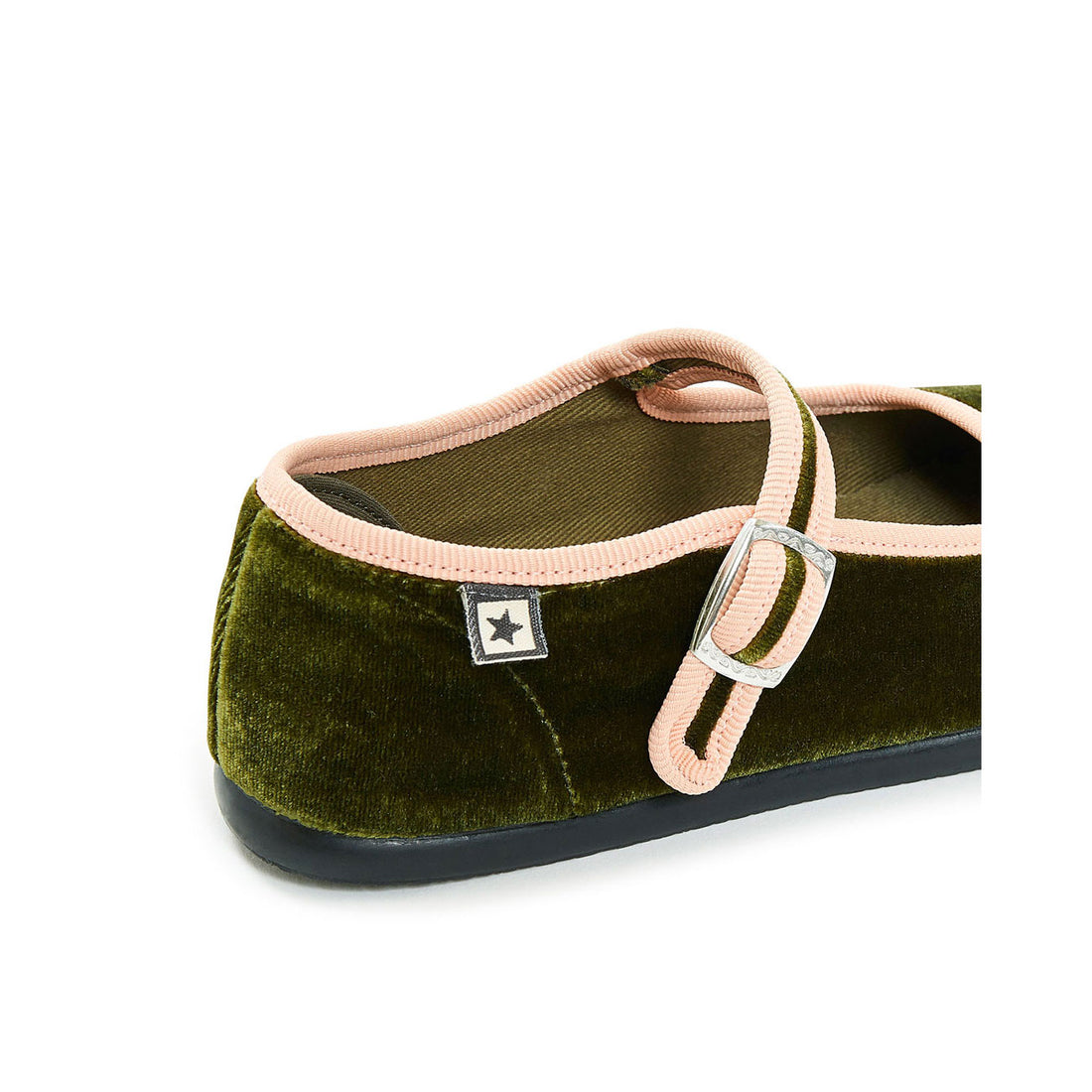 Bonton Khaki Popeye Velvet Trimmed Mary Janes