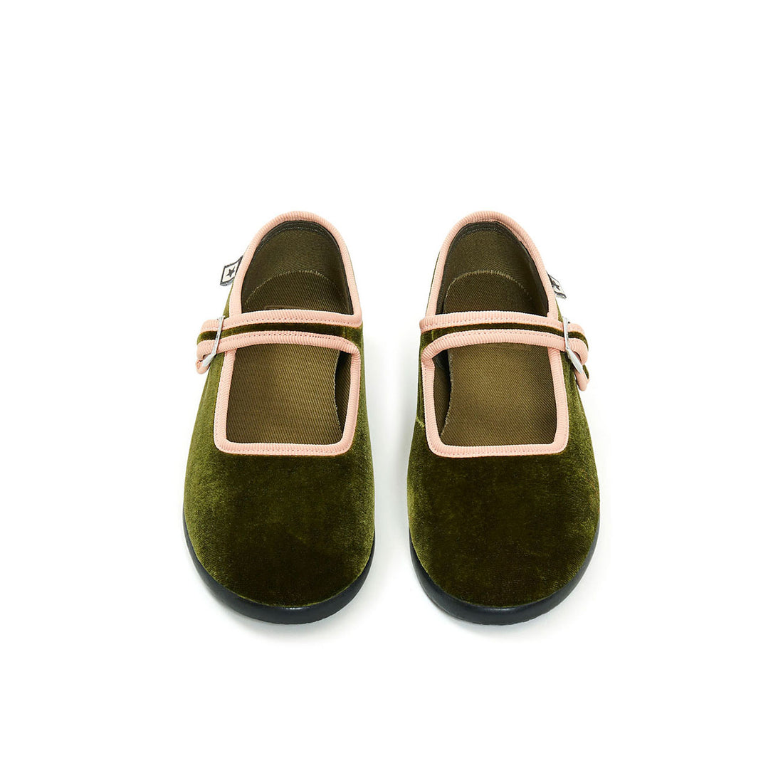 Bonton Khaki Popeye Velvet Trimmed Mary Janes