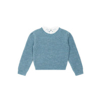Bonton Blue Sorbonne Lace Knit Sweater