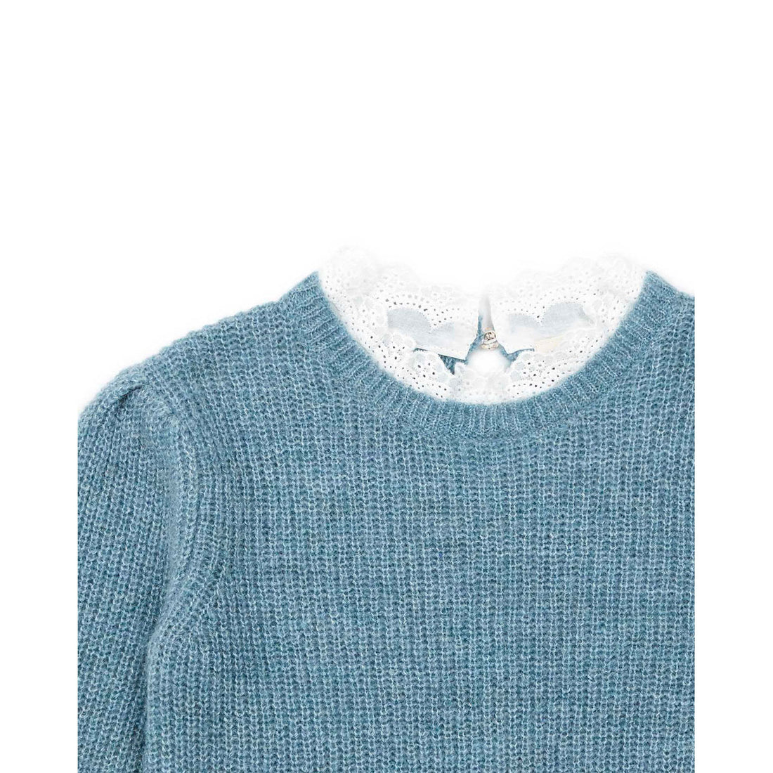 Bonton Blue Sorbonne Lace Knit Sweater