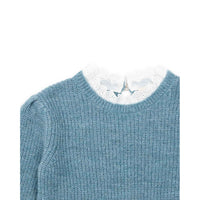 Bonton Blue Sorbonne Lace Knit Sweater