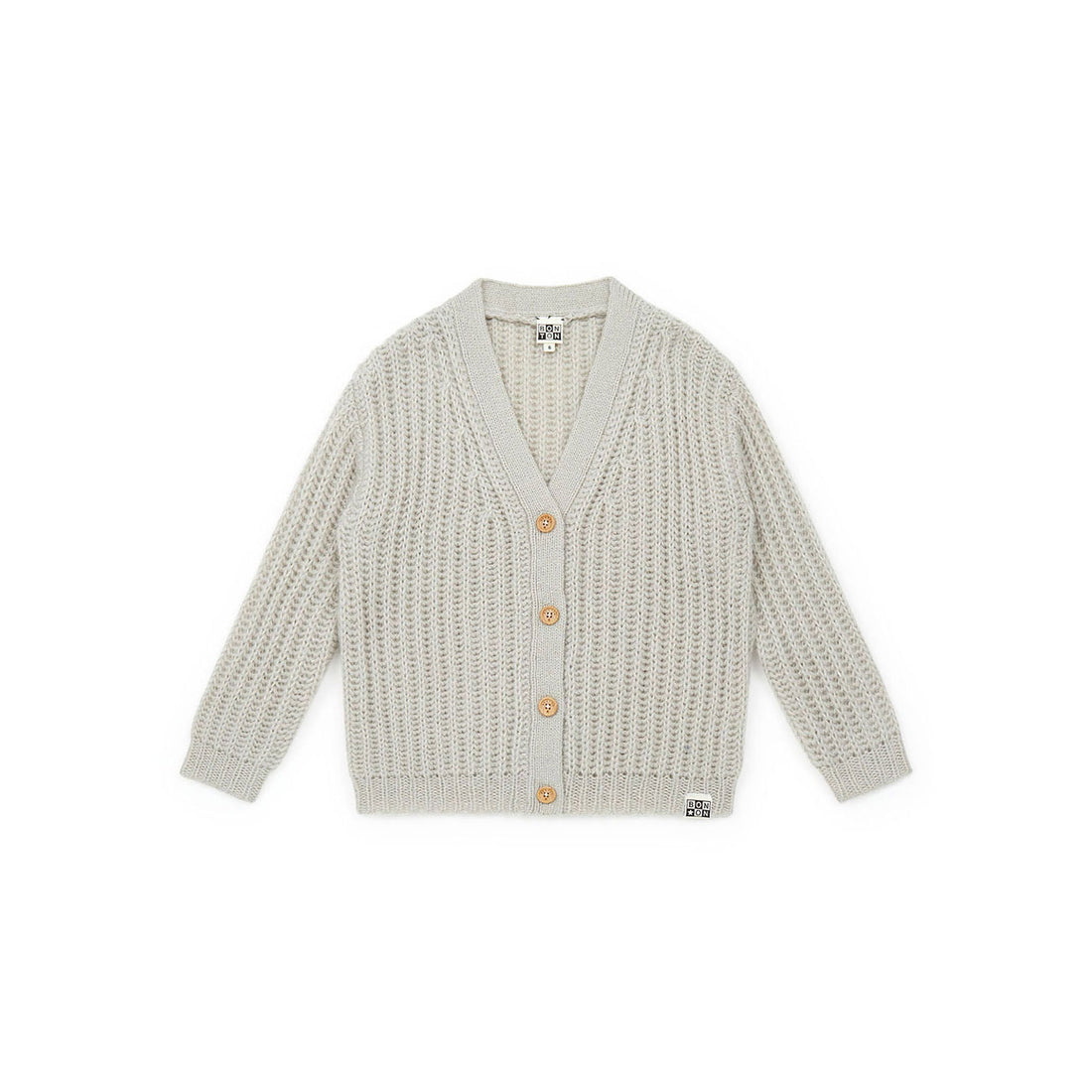 Bonton Grey Illusion Lurex Ribbed Cardigan