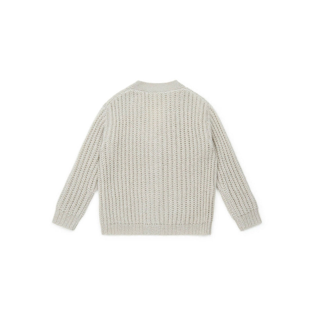 Bonton Grey Illusion Lurex Ribbed Cardigan