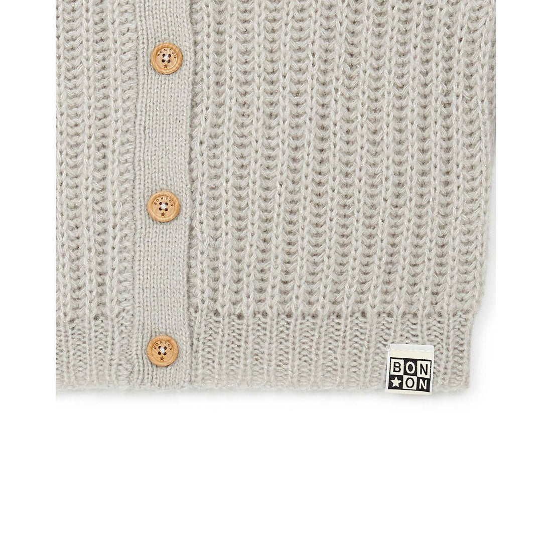 Bonton Grey Illusion Lurex Ribbed Cardigan