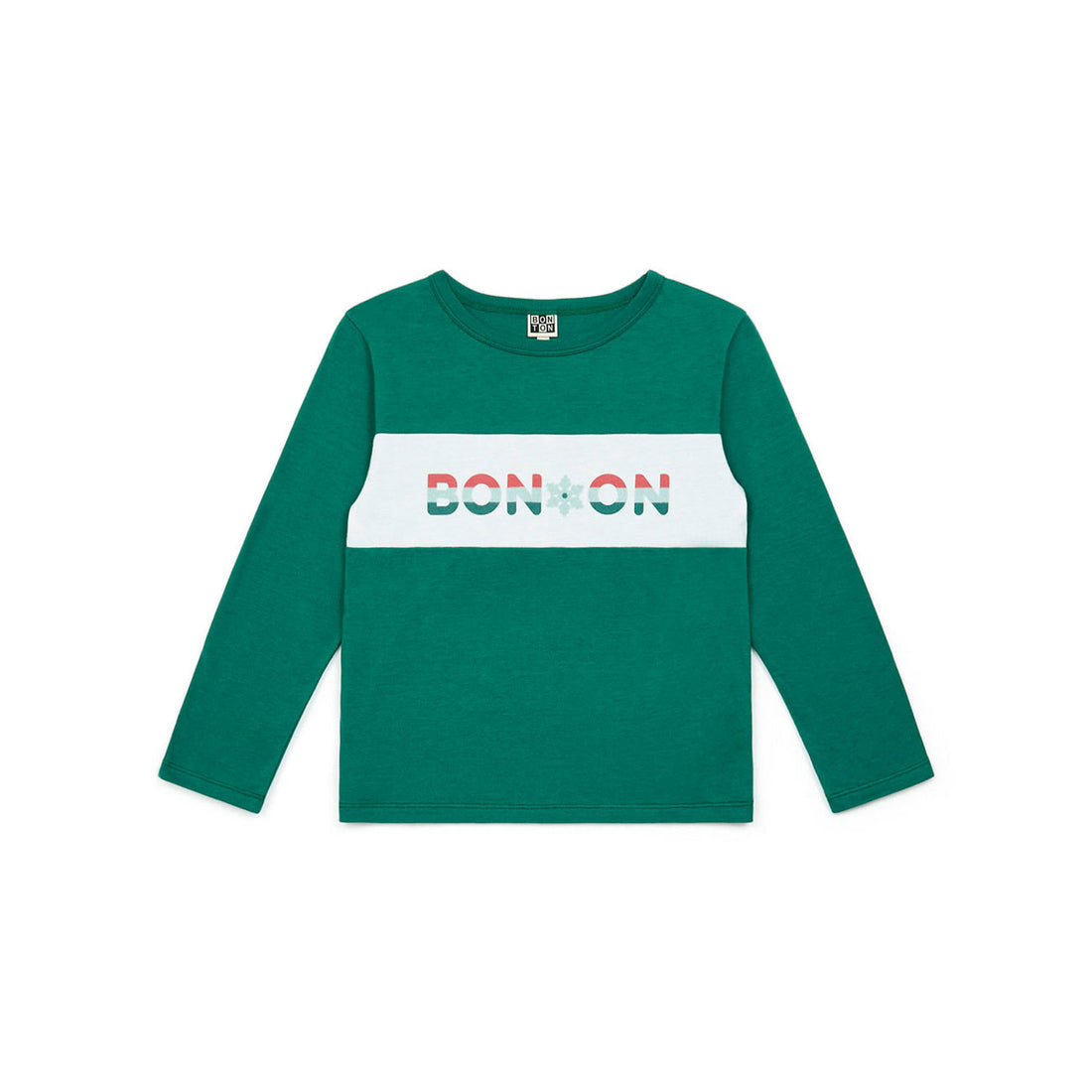 Bonton Stem Green Snowflake Logo Tee