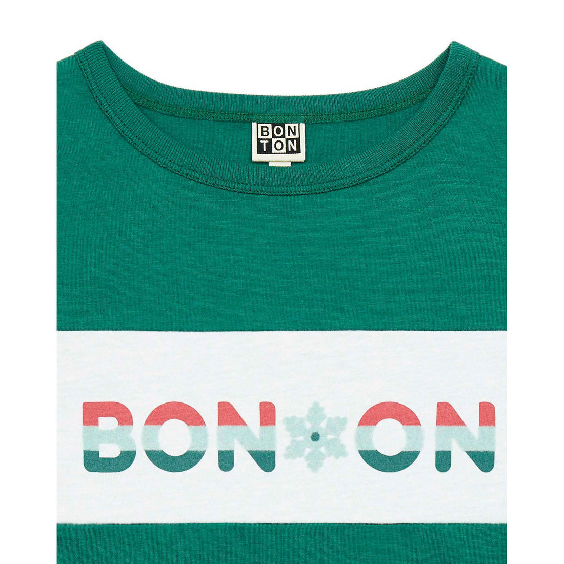 Bonton Stem Green Snowflake Logo Tee