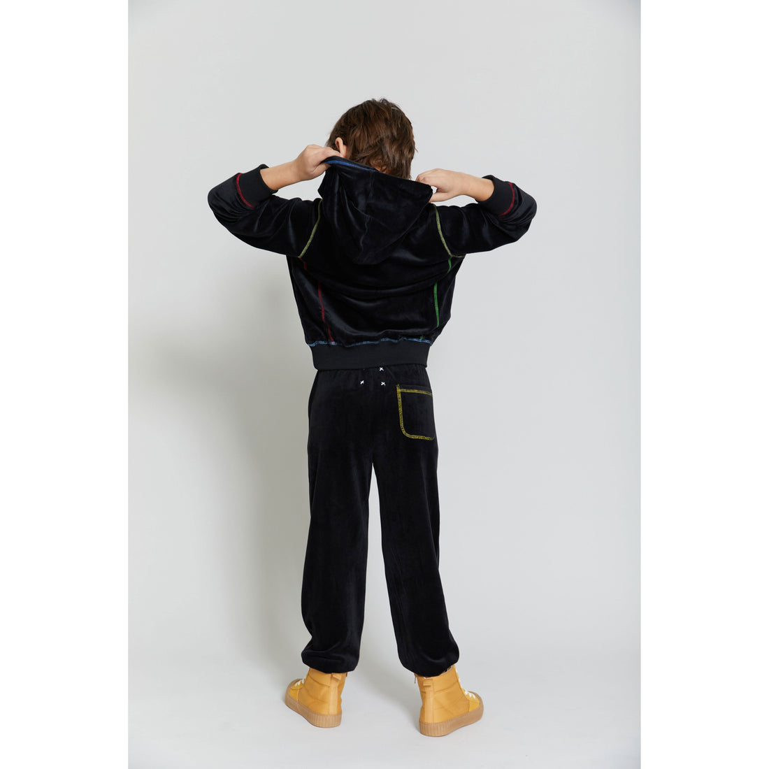 Hey Kid Embroidered Velour Pants