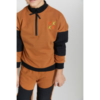 Hey Kid Rust and Black Top with Zipper Detail