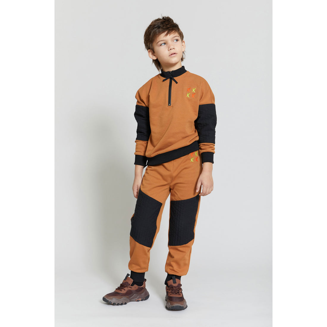 Hey Kid Rust and Black Top with Zipper Detail