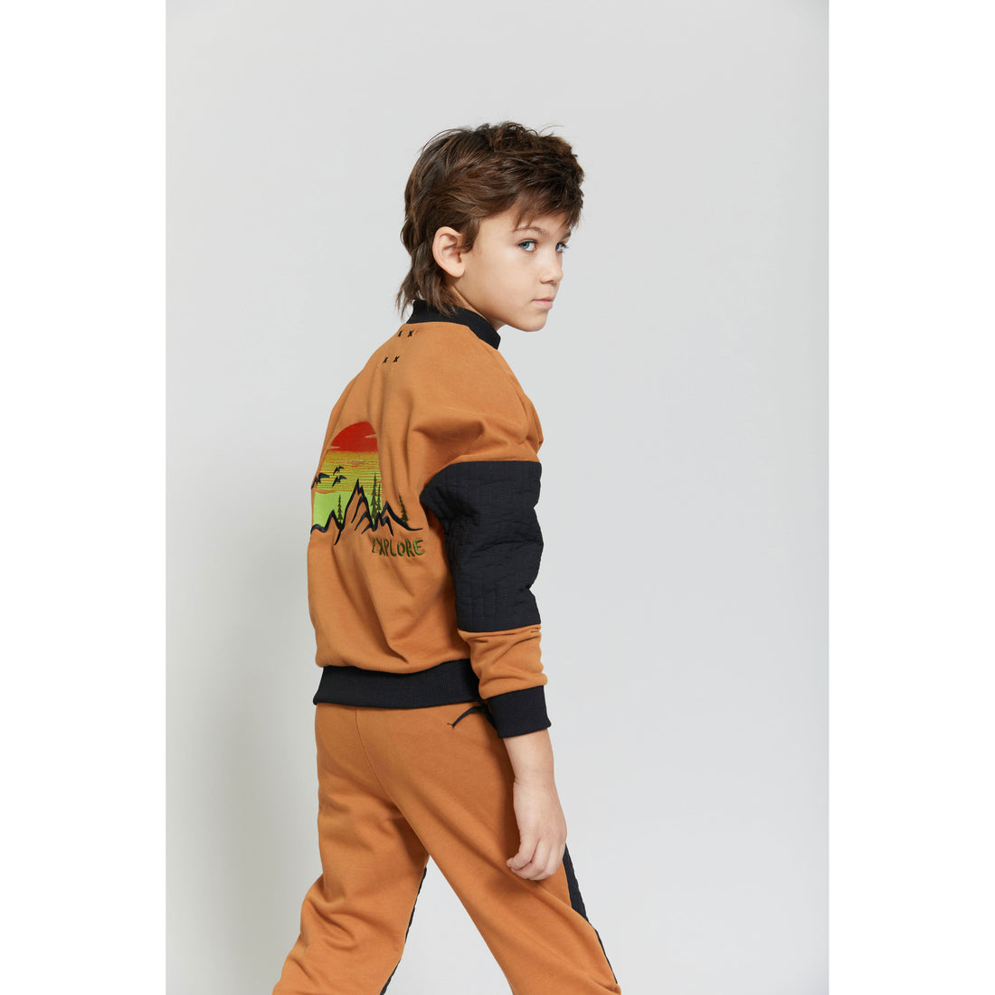Hey Kid Rust and Black Top with Zipper Detail