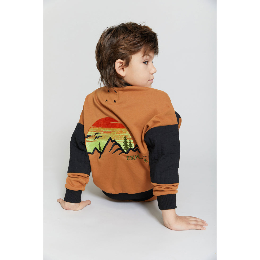 Hey Kid Rust and Black Top with Zipper Detail