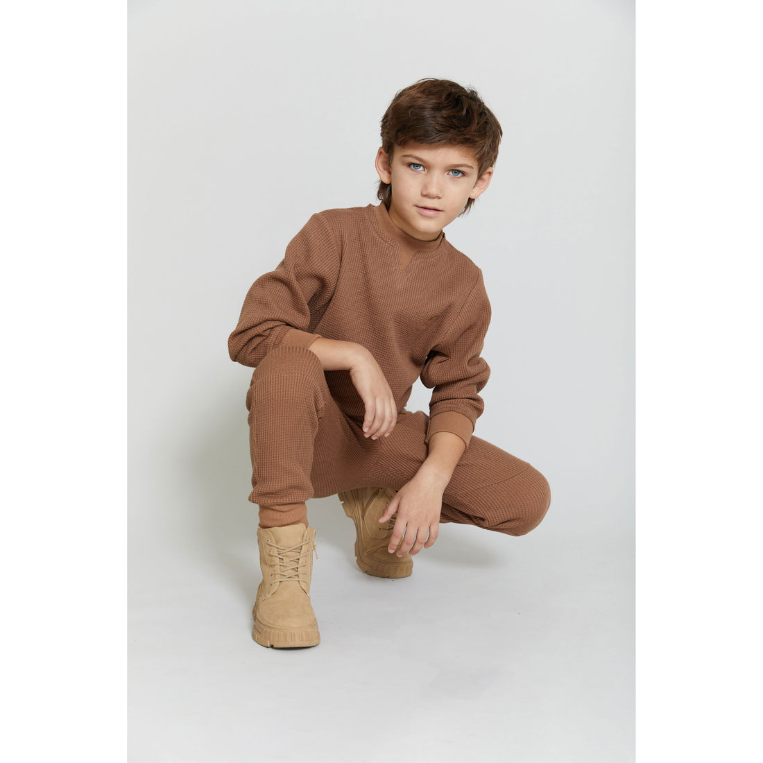 Hey Kid Tan Waffle Knit Top
