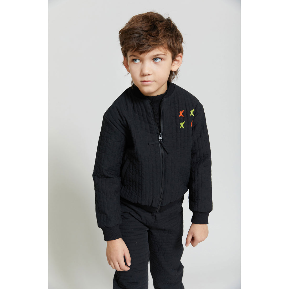 Hey Kid Black Zip Puffer Bomber