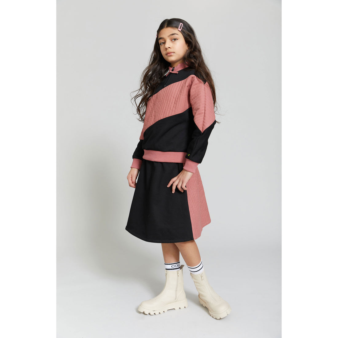 Hey Kid Pink and Black Zipper Skirt