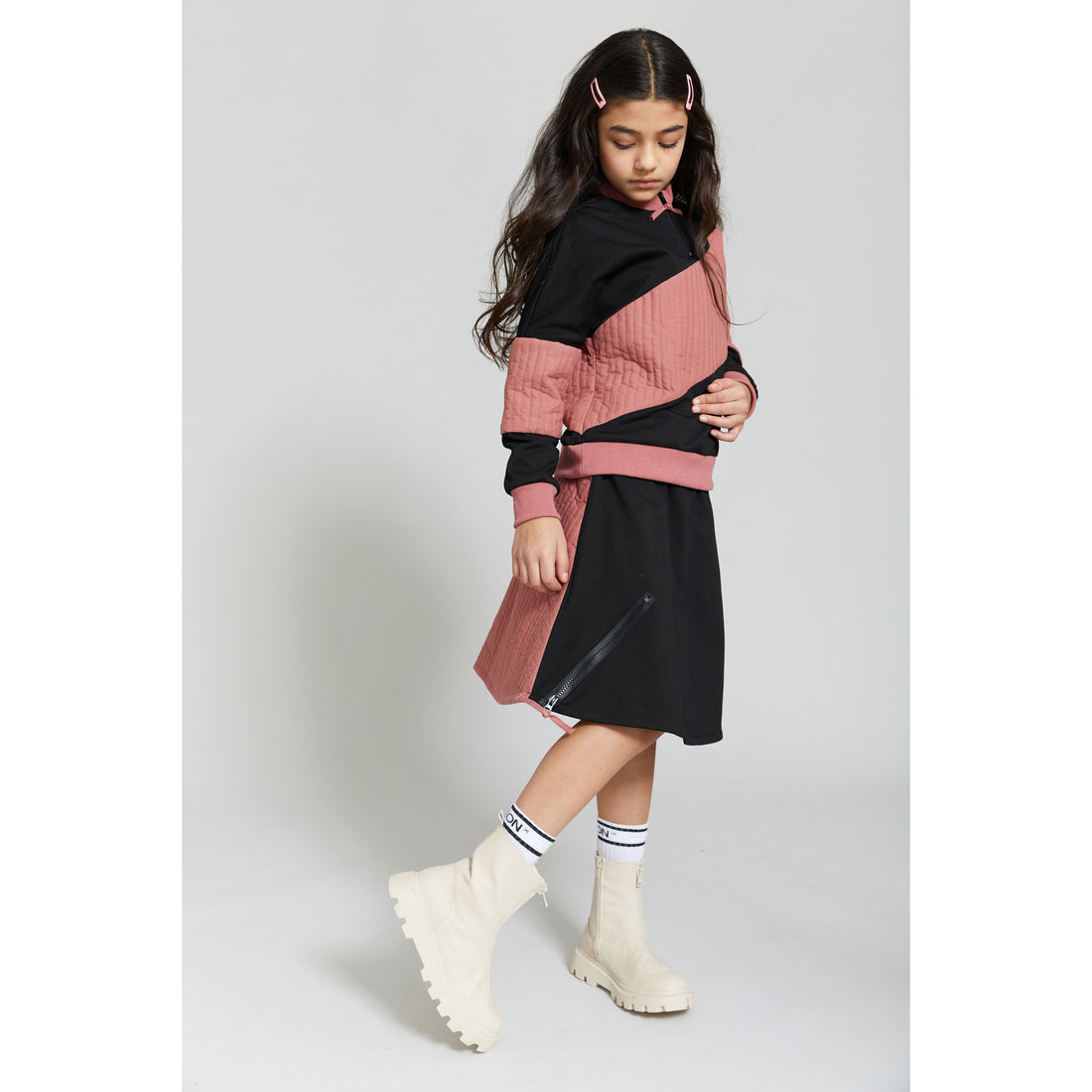 Hey Kid Pink and Black Zipper Skirt