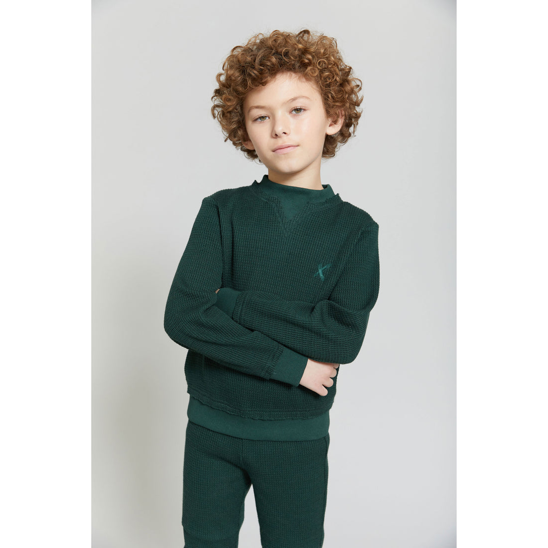 Hey Kid Green Waffle Knit Top