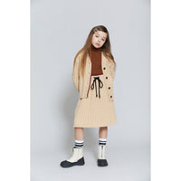 Hey Kid Beige Knit Skirt with Red Trim Detail