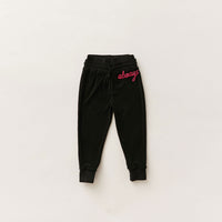 Hey Kid Black Terry Embroidery Pants