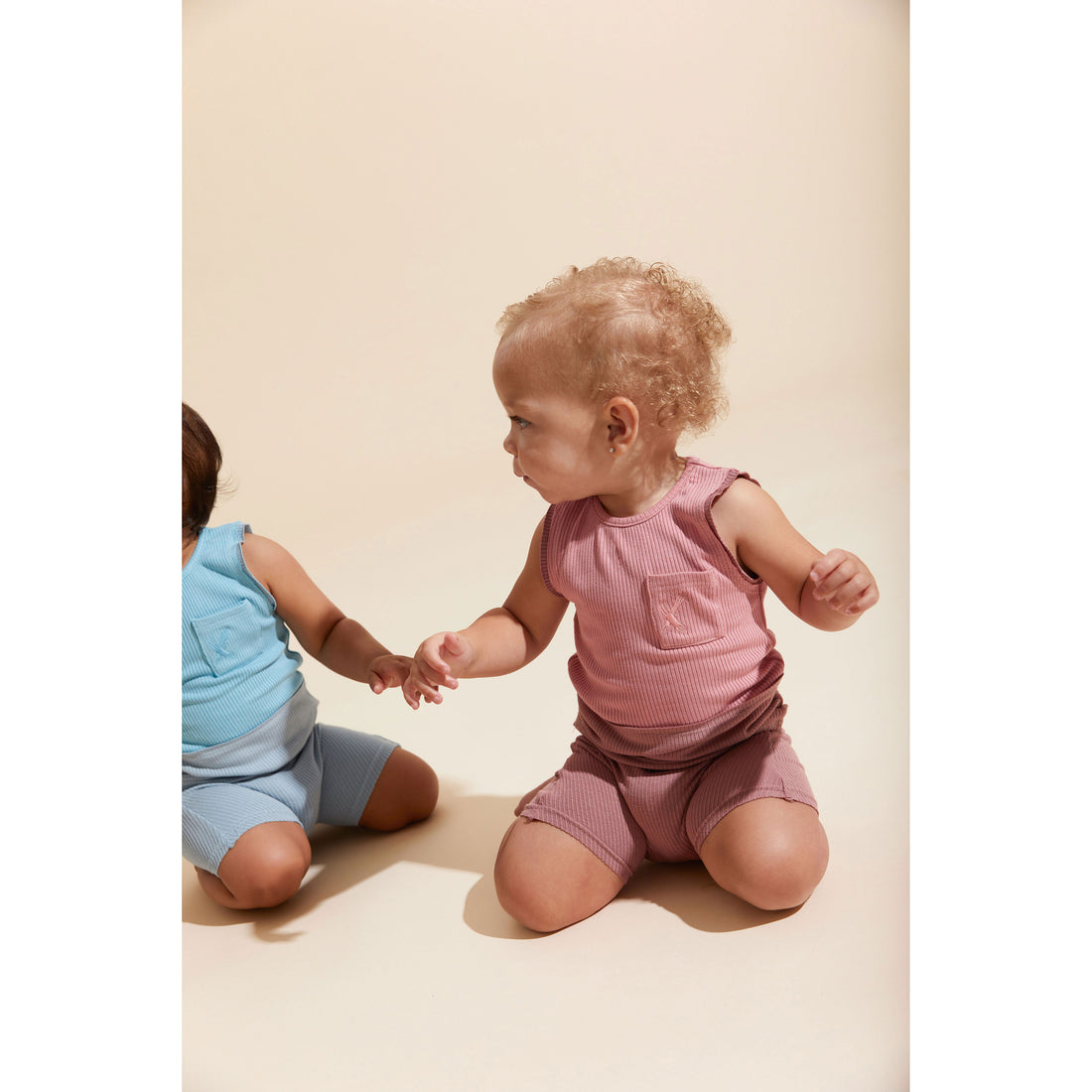 Hey Kid Pink/Plum Ribbed Tank/Shorts Set