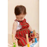 Hey Kid Red/Brown Striped Terry Dress