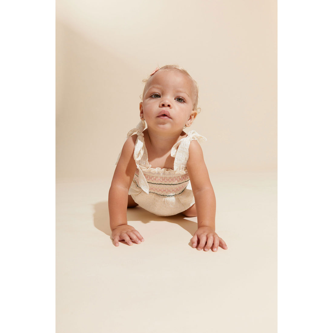 Hey Kid Smocking Detail Textured Onesie