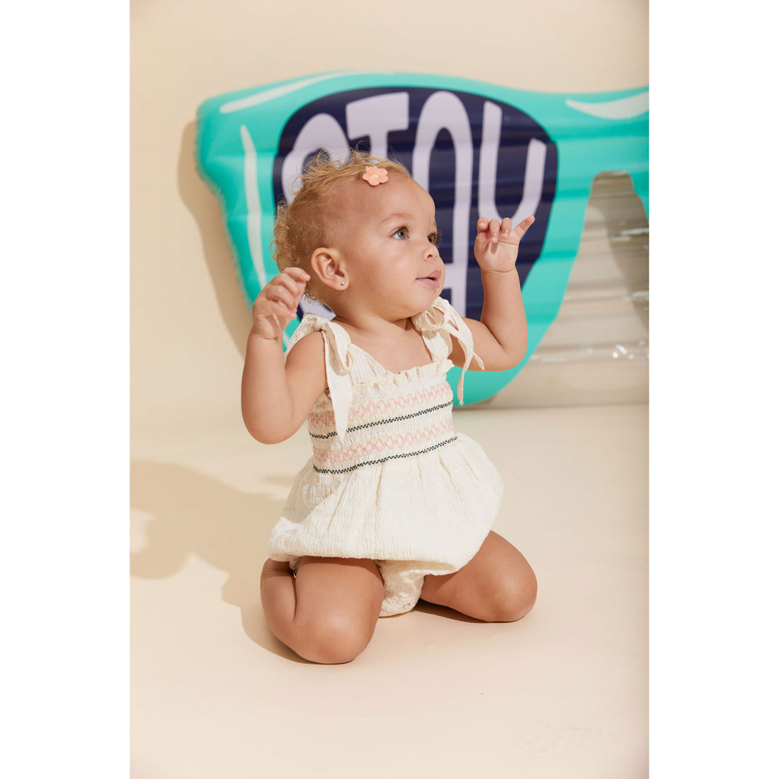 Hey Kid Smocking Detail Textured Onesie