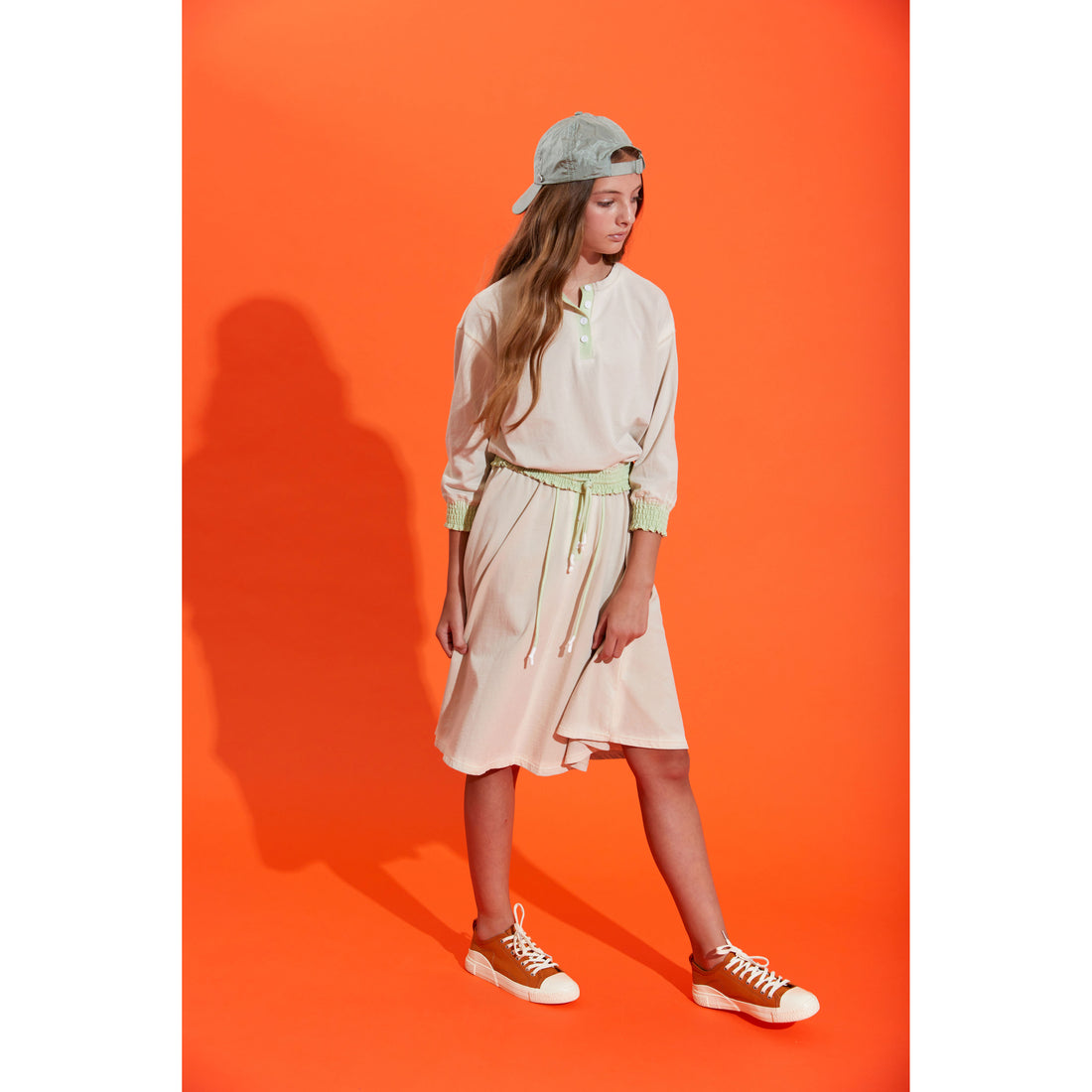 Hey Kid Tan Washed Henley with Elastic Cuffs