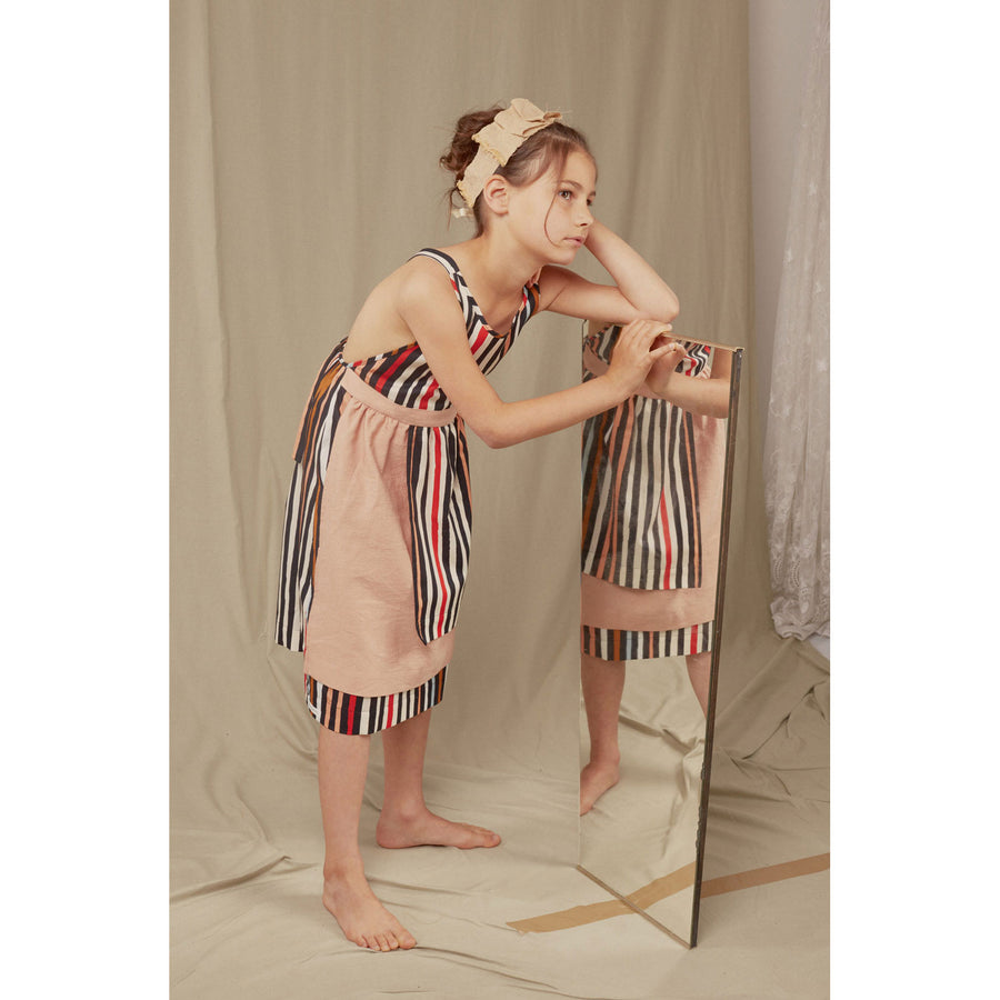 Hilda.Henri Striped Print Apron Dress