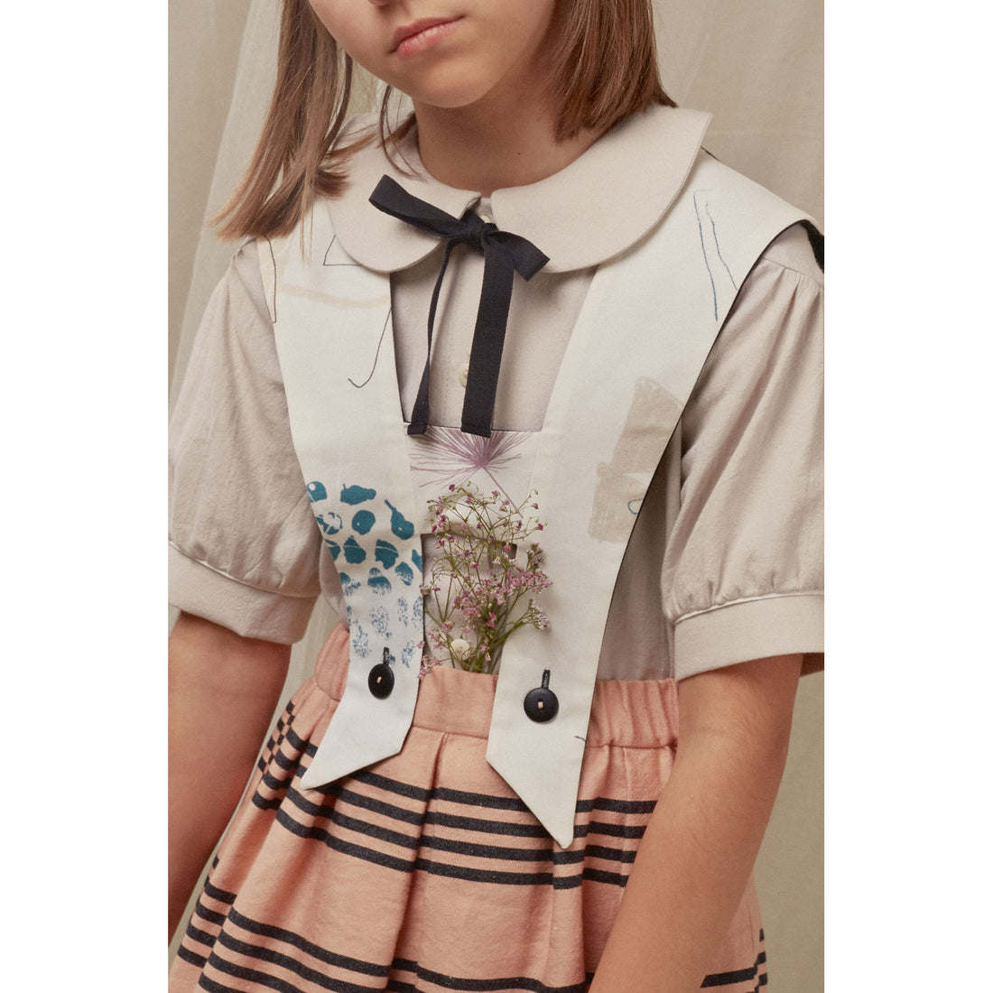 Hilda.Henri Salmon Tea Stripes Sophia Skirt