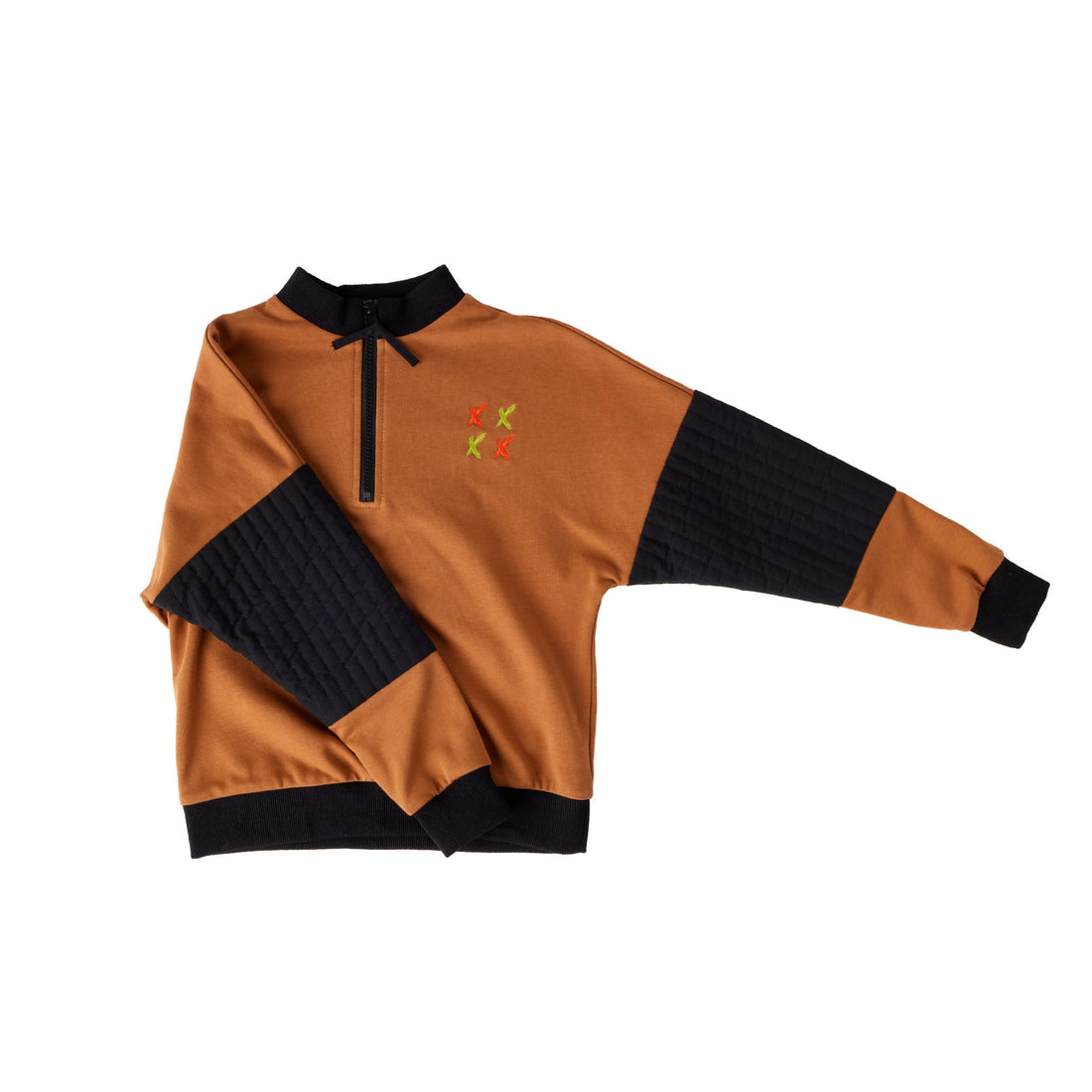 Hey Kid Rust and Black Top with Zipper Detail