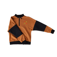 Hey Kid Rust and Black Top with Zipper Detail