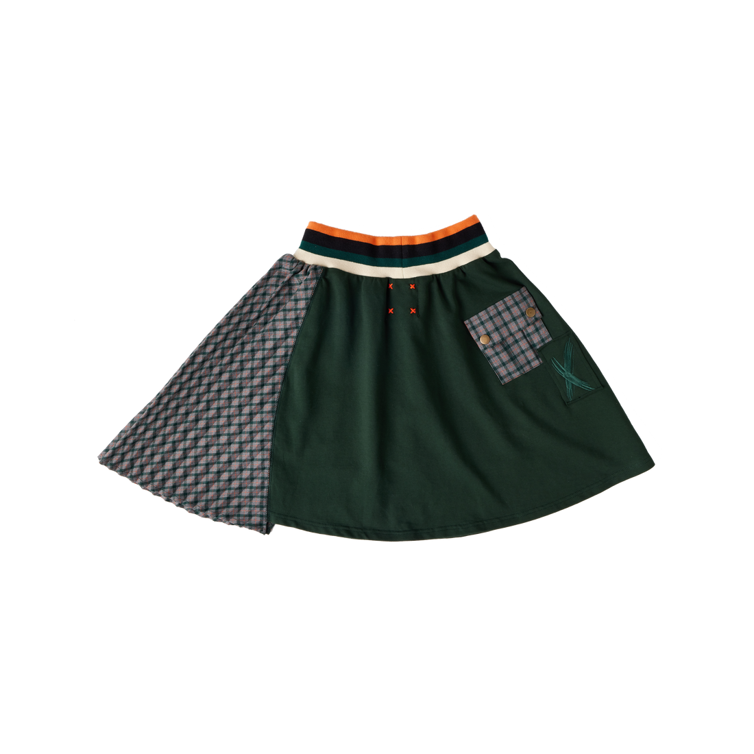 Hey Kid Green and Plaid Pocket Skirt