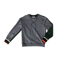 Hey Kid Green and Gray Cotton Top with Faux Strings and Plaid Pocket Detail