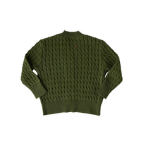 Hey Kid Green Knit Cardigan with Gray Trim Detail