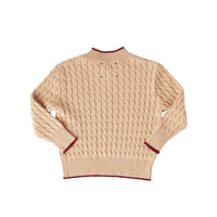 Hey Kid Beige Knit Top with Red Trim Detail