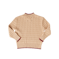 Hey Kid Beige Knit Top with Red Trim Detail