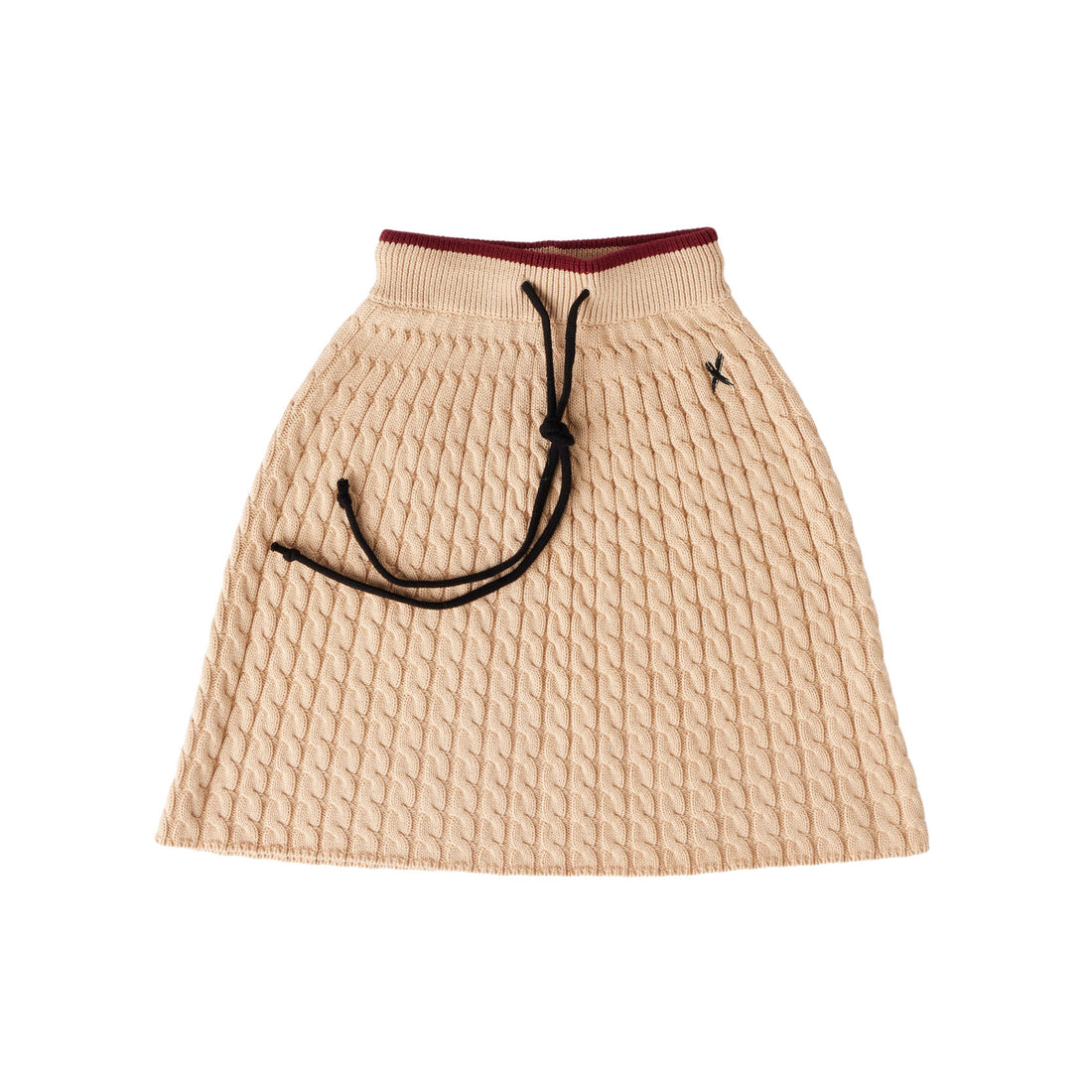 Hey Kid Beige Knit Skirt with Red Trim Detail