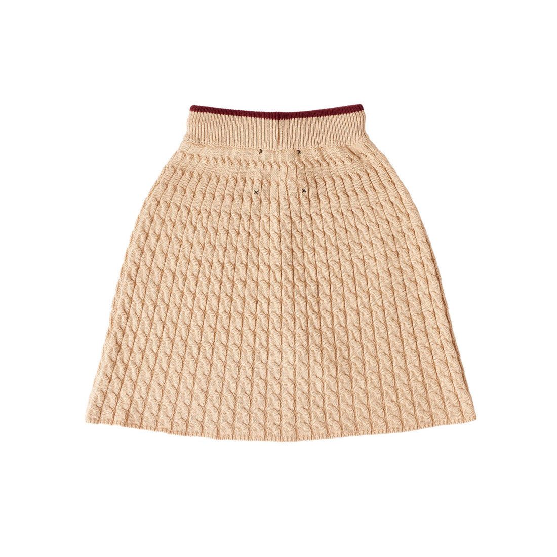 Hey Kid Beige Knit Skirt with Red Trim Detail