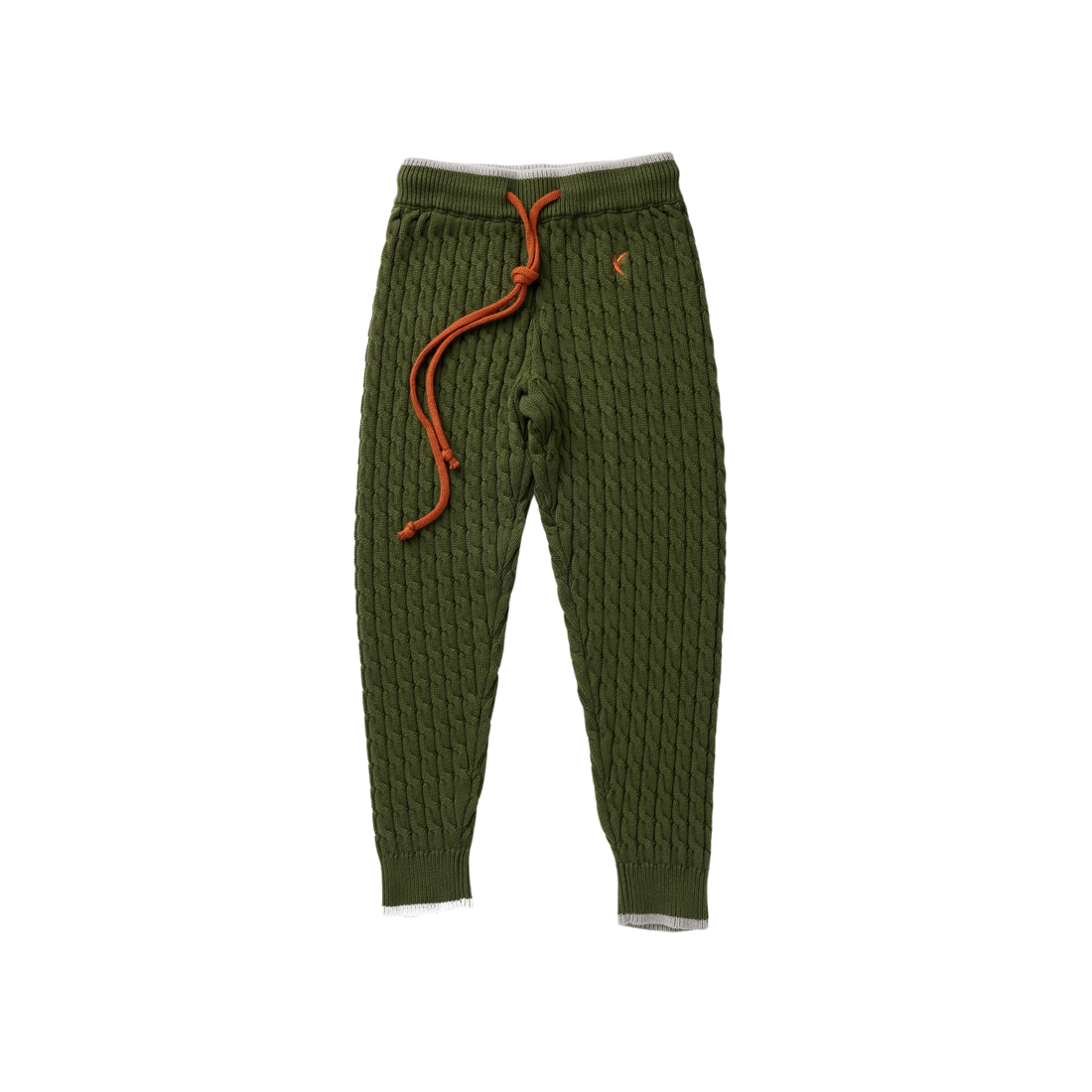 Hey Kid Green Knit Pants with Gray Trim Detail