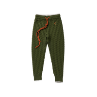 Hey Kid Green Knit Pants with Gray Trim Detail