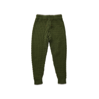 Hey Kid Green Knit Pants with Gray Trim Detail
