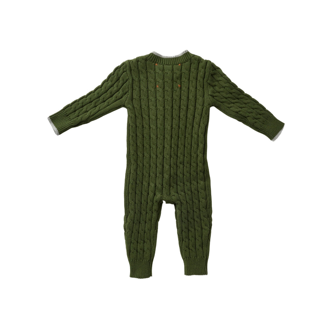 Hey Kid Green Knit Onesie with Gray Trim Detail