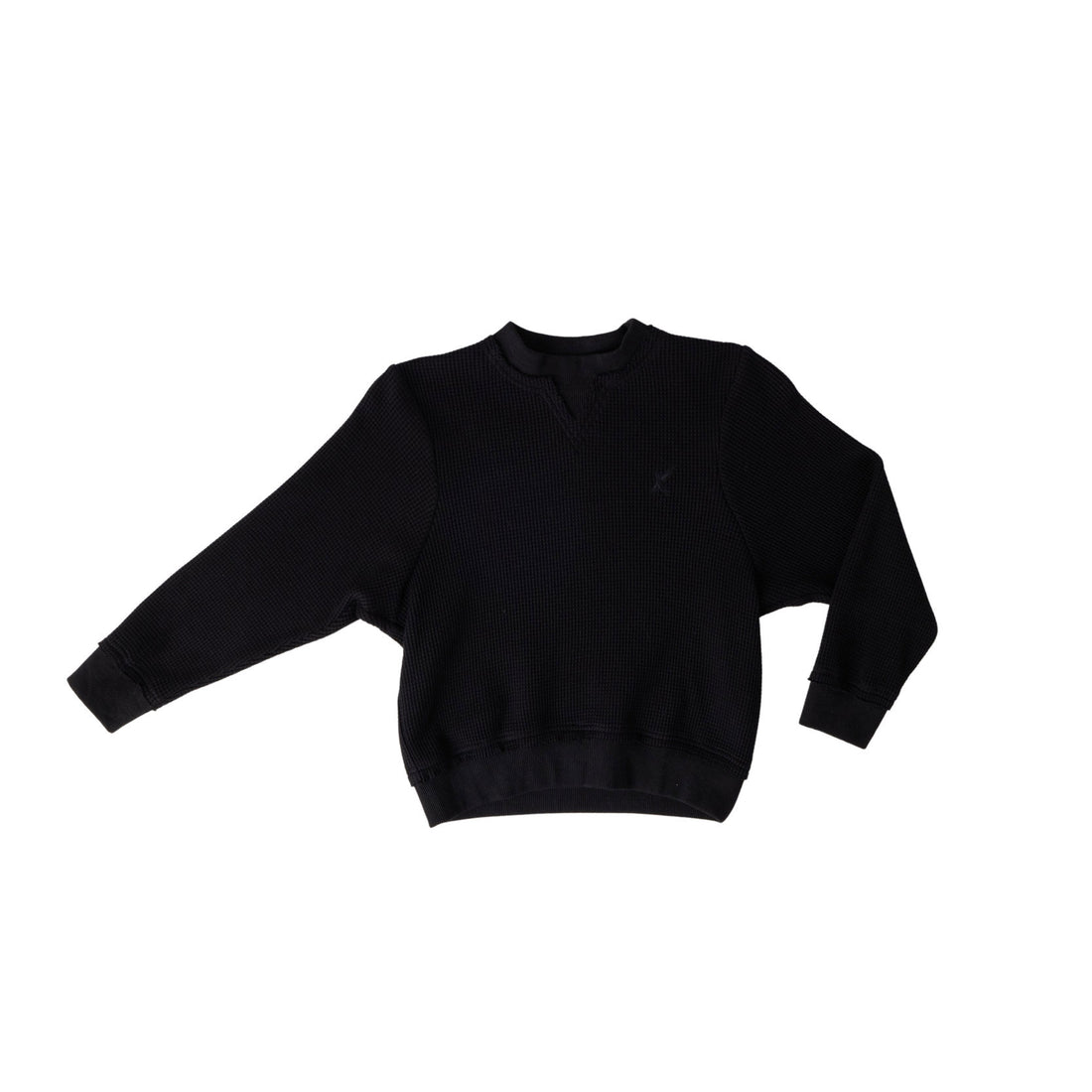 Hey Kid Black Waffle Knit Top