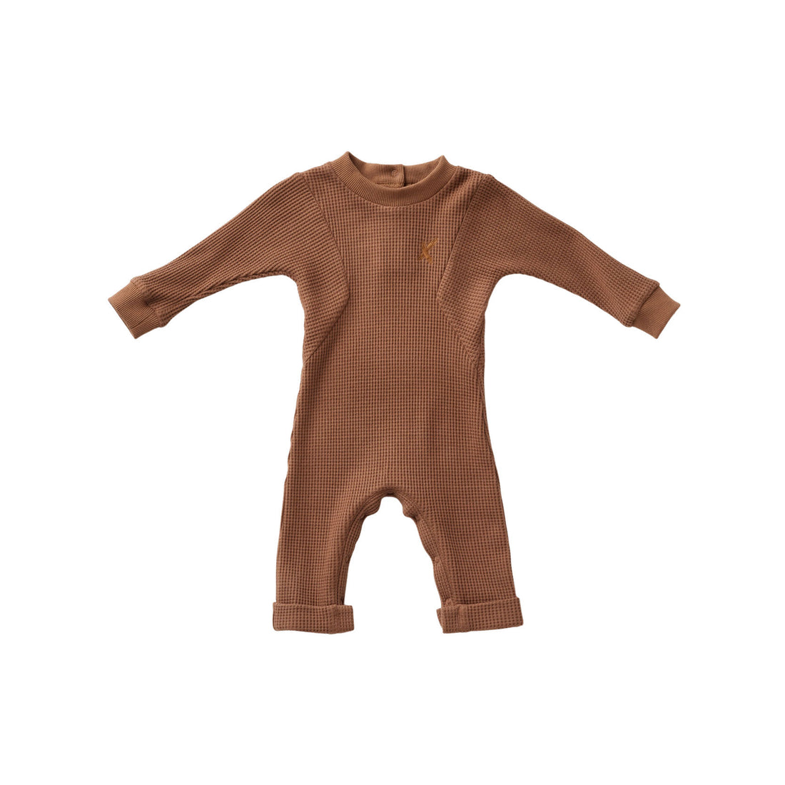 Hey Kid Tan Waffle Knit Onesie