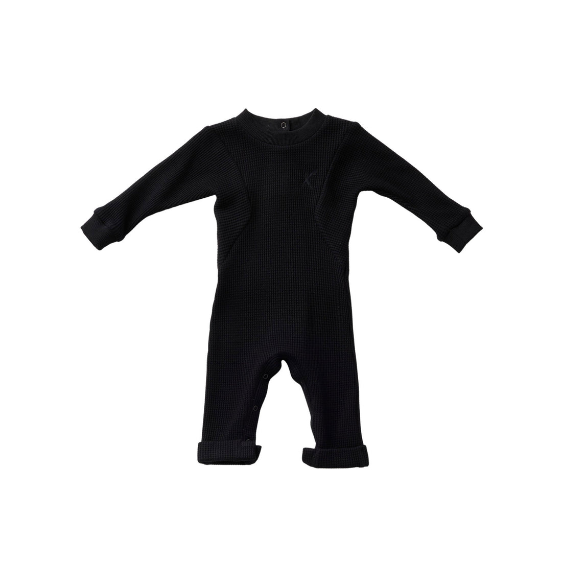 Hey Kid Black Waffle Knit Onesie
