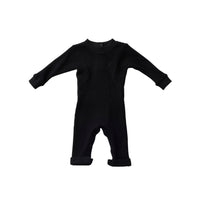Hey Kid Black Waffle Knit Onesie
