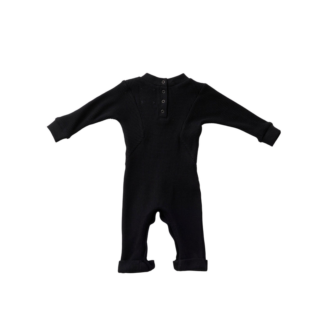 Hey Kid Black Waffle Knit Onesie